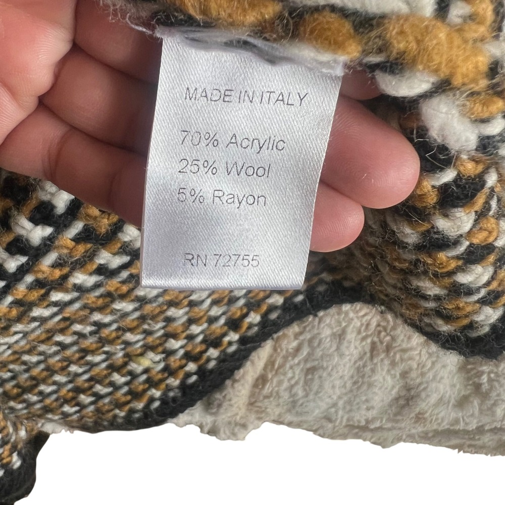 GIO & GIO Italy Womens XL Wool Blend Longline Button Cardigan Mustard Black - Picture 5 of 8